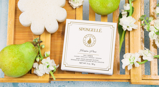 Spongelle GMA Deals and Steals banner featuring bath buffers