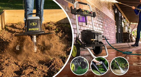 Sun Joe outdoor power equipment deal banner